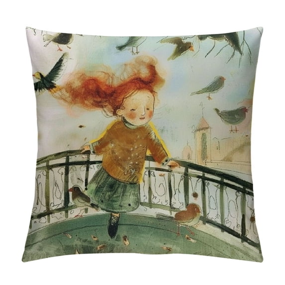 Orinice Birds Graphic Decorative Cushion Throw Pillow Cover for Home Couch Living Room Bed Sofa Zipper Closure High-quality 1PC 24x24in