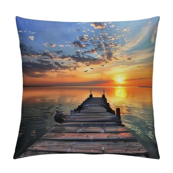 Orinice Birds Sunset Graphic Decorative Cushion Throw Pillow Cover for Home Couch Sofa, Soft and Durable All Year Round, 1PC 18x18in