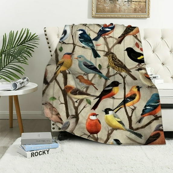 Orinice Birds Throw Blanket   Bird Themed Blankets for Nature Lovers, Bird Vintage  Throw, Bird Gifts for Women 50x60in