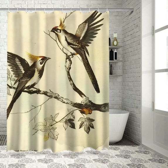 Orinice Birds Tree Branch Leaves Bathroom Decor Set, Colorful Luxurious Print Polyester Fabric Fashion Shower Curtain with Hooks, Waterproof Home Bathtubs Decoration 60x72