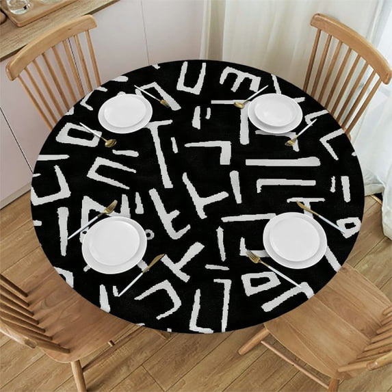 Orinice Black Arts Movement Round Table Cover Stain Resistant Washable Indoor Outdoor Tablecloth Kitchen Dining Wedding Parties Table Cloth 100% Polyester Fiber 38-42