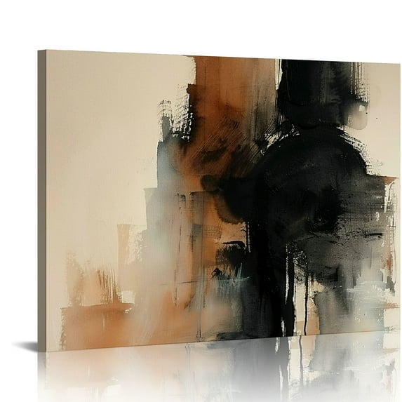 Orinice Black And Brown Abstract Wall Art Watercolor Prints Brown Abstract Pictures Terracotta Art Abstract Watercolor Paintings On Canvas Terracotta Artwork Modern Black Brown Poster Art 16x12in