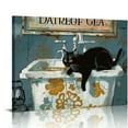 thumbnail image 1 of Orinice  Black Cat Sink Co  Wash Your Paws Canvas Wall Art Cat Cleaning Wall Art Cat Lover Gift Prints Painting Retro Bathroom Animal Wall Arthome Toilet Decor Wall Decor 20''X16'' 16x12in, 1 of 6