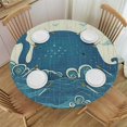 thumbnail image 1 of Orinice Blue Elephant Waves Bird Round Table Cover Stain Resistant Washable Indoor Outdoor Tablecloth Kitchen Dining Wedding Parties Elastic Edge 100% Polyester Fiber 42-46, 1 of 8
