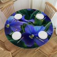 thumbnail image 1 of Orinice Blue Flowers Circle Shape Round Table Cover Stain Resistant Washable Indoor Outdoor Tablecloth Kitchen Dining Wedding Parties Outdoor Fitted 100% Polyester Fiber 42-46, 1 of 8