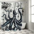 thumbnail image 1 of Orinice  Blue Nautical Octopus Bathroom Sets Cool Ocean Kraken Sailboat Pirate Theme Funny Octopus Retro Underwater Marine Life Shower Curtain and Bath Mat Set 60x72, 1 of 7