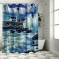 thumbnail image 1 of Orinice  Blue Ocean Shower Curtain Lighthouse Nautical Coastal Scenic Nature Rock Theme White Bathroom Decor Set Machine Washable Waterproof Fabric 60x72, 1 of 7