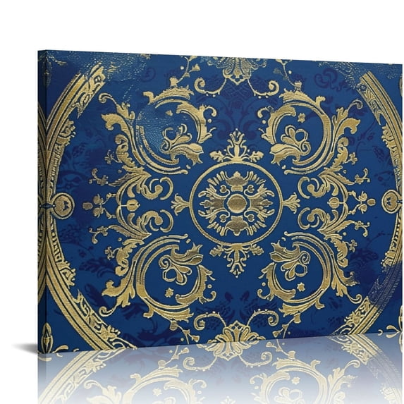 Orinice Blue and Gold Fine Art Aesthetic Poster Print Wall Painting for Home Office Decor Canvas Living Room Bedroom Wall Art 16x12in