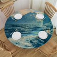 thumbnail image 1 of Orinice Boat Ocean Mountain Round Table Cover Stain Resistant Washable Indoor Outdoor Tablecloth Kitchen Dining Wedding Parties Outdoor Fitted 100% Polyester Fiber 38-42, 1 of 8