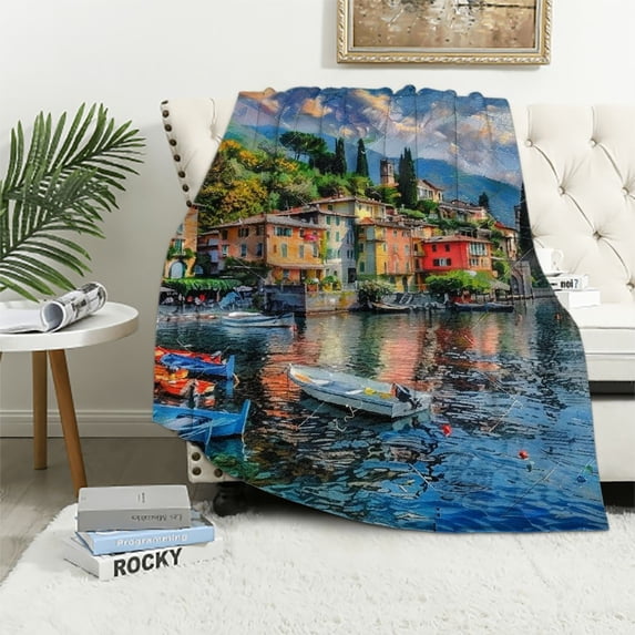 Orinice Boats Theme Warm Lightweight Soft Fleece Blanket All Seasons Throw Blanket for Living Rooms Sofa Decor Gifts, Multiple Sizes Available 50x60in