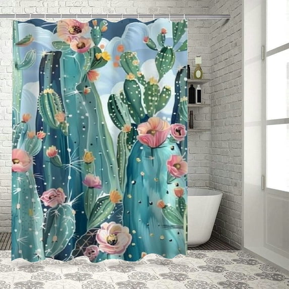 Orinice Bohemian Flower Plant Shower Curtain, Medieval Modern Abstract Bohemian Flower Bathroom Curtain Set, Waterproof Fabric Bathroom Accessory with Hook 69x72