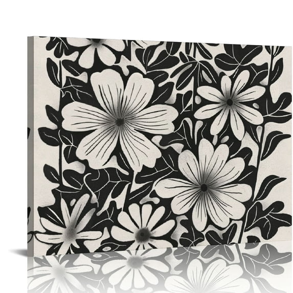 Orinice  Boho Black Abstract Flowers Wall Art Poster Prints  Botanical Wall Art, Vintage Botanical Artwork Prints Posters Wall Decor, Bohemian Floral Prints for Home Living 16x12in