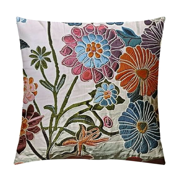 Orinice Boho Pillow Covers, Decorative Pillowcase, Square Embroidery Throw Pillows Cushion Set for Sofa Couch Bed Bench Living Room, Modern Plant Floral Pattern,