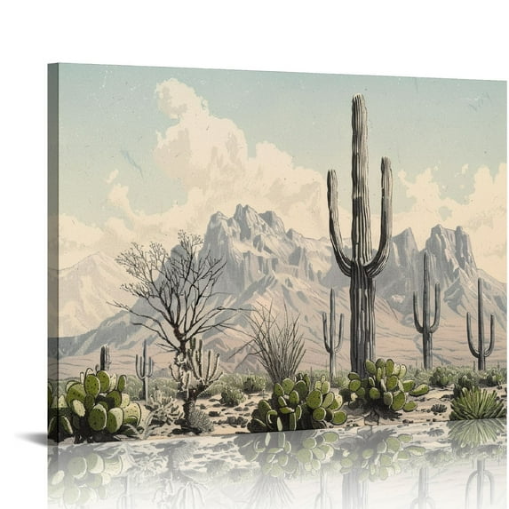 Orinice Boho Western Wall Decor for Bedroom Southwestern Decor, Desert Art Prints, Cactus Southwest Decor, Vintage Western Posters Ranch Landscape Pictures for Home Decoration 20x16in