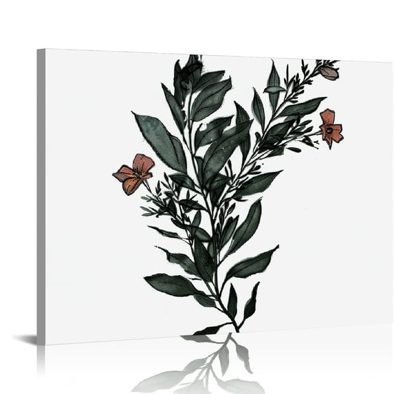 Orinice Botanical Plant Wall Art, Black White Plants Abstract Flowers Minimalist Flowers Wall Decor for Bathroom Kitchen Wall Decor Pictures, Unframed 16x12in