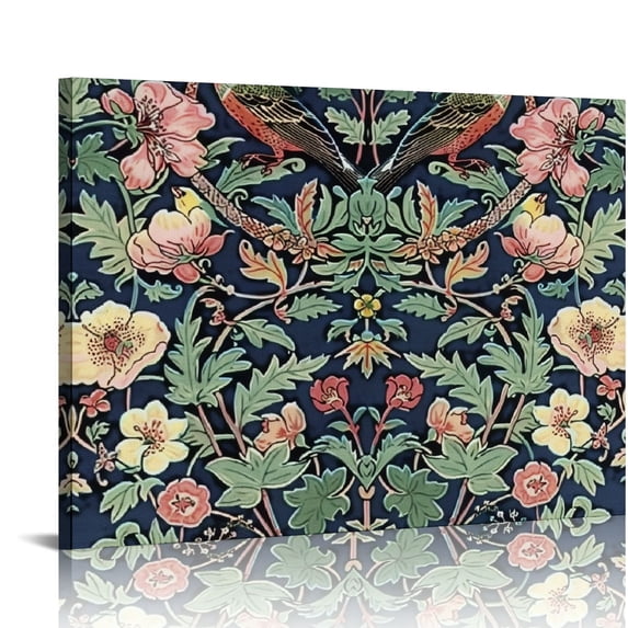 Orinice Botanical Poster - Retro Floral Print - Arts & Crafts, Flowers, Birds, Colorful Pattern, AestheticUNFRAMED Wall Art - Gift for Artist, Friend - Wall Decor for Home, Office, Dorm 16x12in