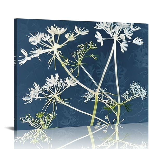 Orinice  Botanical Wall Art,Blue Botanical Wall Art,Minimalist Abstract Botanical Prints Blue White Leaf Plant Poster for Vintage Farmhouse Home Kitchen Dorm Decor  16x12in