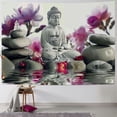 thumbnail image 1 of Orinice Buddha Statue Rocks Flowers Tapestry Wall Hanging Unique Style Graphic Tapestries Home Art Decor Living Room Bedroom Apartment Farmhouse Dorm Decoration 60x50inch, 1 of 6