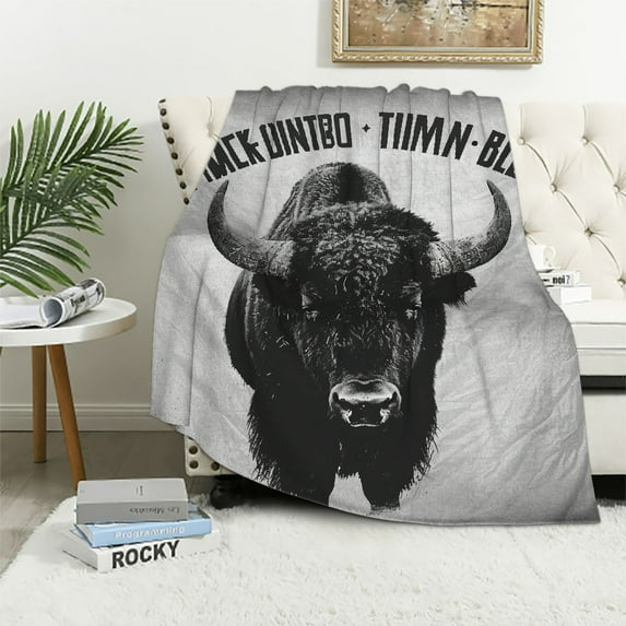 Orinice Buffalo Soft Flannel Fleece Throw Blanket, Heritage Animal American Bison Yellowstone National Park Plain Background, Cozy Plush for Indoor and Outdoor Use, 40x50in