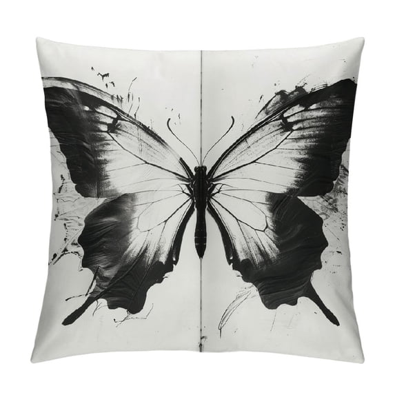 Orinice Butterfly Black-and-White Graphic Decorative Pillow Cover for Home Couch Living Room Bed Sofa, Zipper Closure, 1PC 22x22in