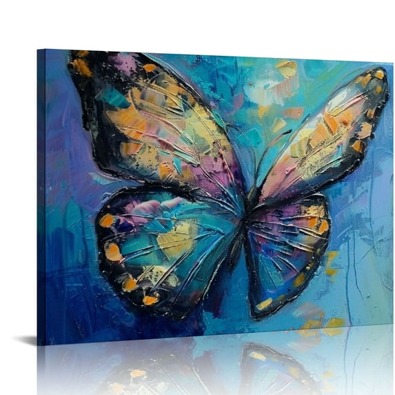 Orinice Butterfly Blue Soft Painting Fine Art Aesthetic Poster & Print Wall Decor for Home Office Classroom Kitchen Bathroom 16x12in
