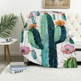 thumbnail image 1 of Orinice   Cactus Flower Succulent  Blanket for Autumn Winter Gifts Warm Cozy Soft Funny Print Throw for Bed Couch Sofa   40x50in, 1 of 6