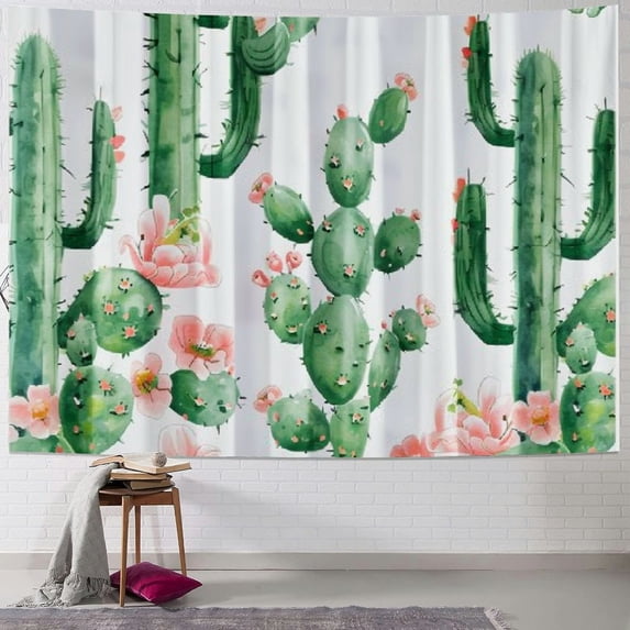Orinice Cactus Flowers Leaves Tapestry Wall Hanging Unique Style Graphic Tapestries Home Wall Decor Art for Living Room Bedroom Apartment Farmhouse Dorm 40x60inch