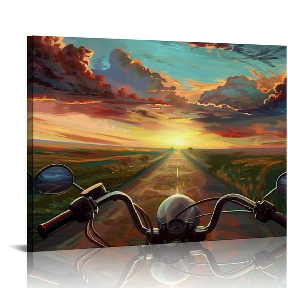 Orinice Canvas Frameless Painting Motorcycle Wall Art Modern Home Decor for Bedroom Living Room Canvas Print Picture Wall Decoration Artwork Painting Ready to Hang New Home Gift 20x16in