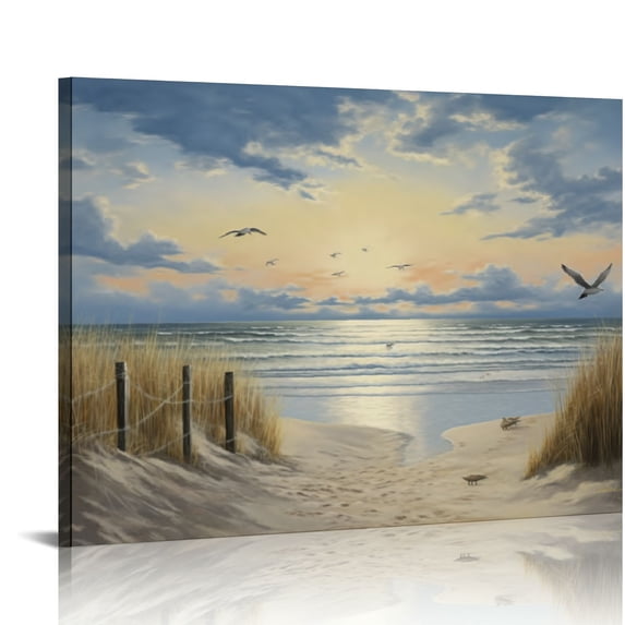 Orinice Canvas Print Wall Art Seascape Blue Print Home Decor Abstract Coastal Picture Modern Ocean Artwork for Living Room Bedroom Bathroom Office Decor 20x16in