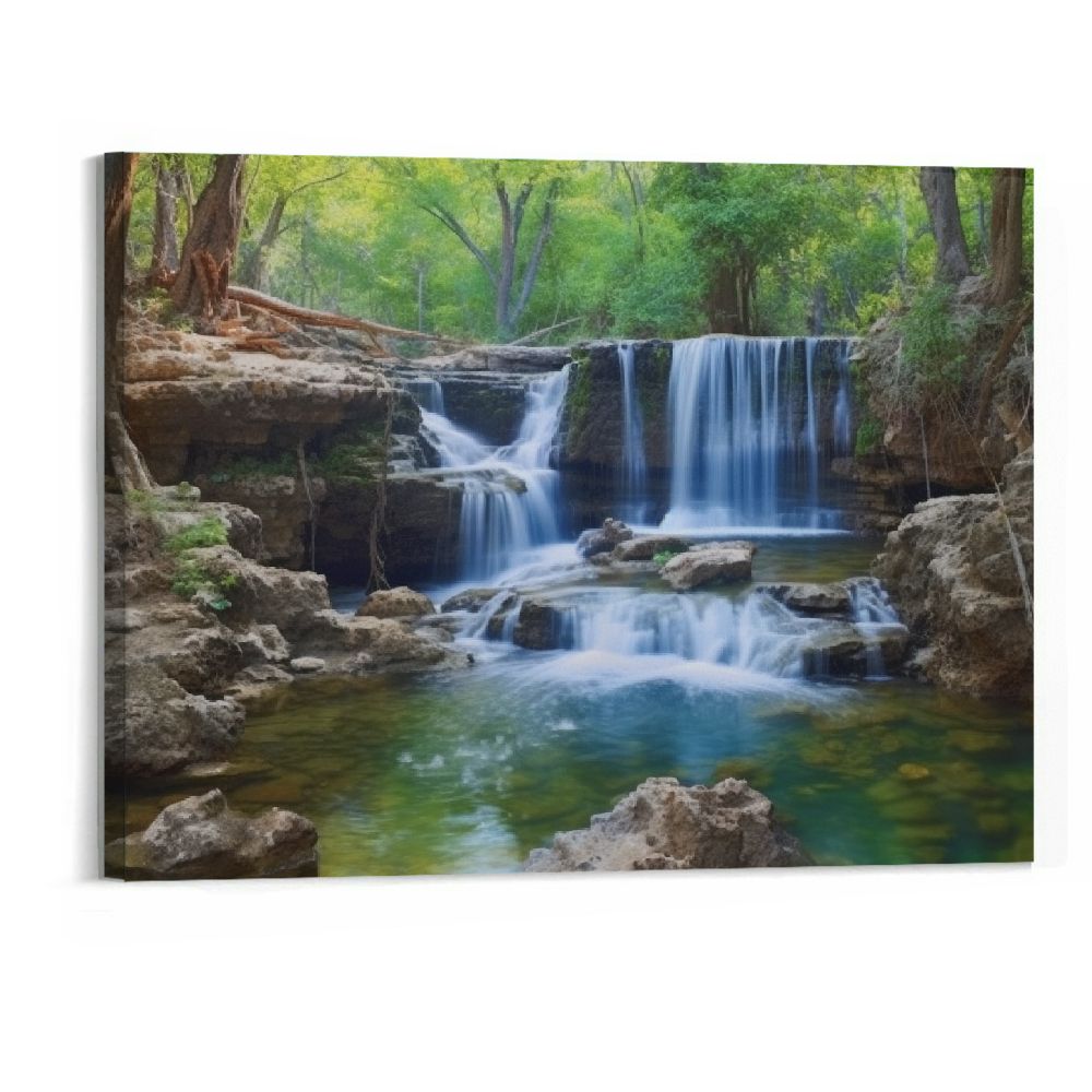 Orinice Canvas Prints Wall Art - Deep Forest Waterfall in Kanchanaburi ...