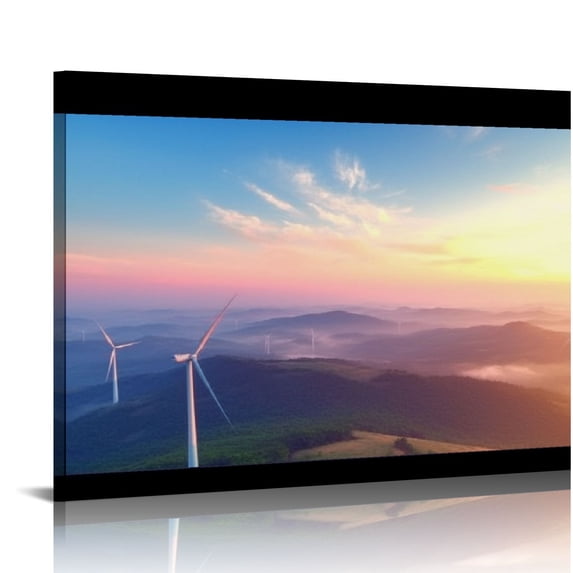 Orinice Canvas Wall Art Paintings Wind turbines mountains Stretched Framed Artwork Wall for Living Room Bedroom Office Wall Decor Ready to Hang 20x16in