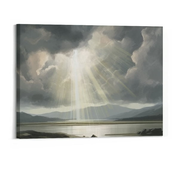 Orinice Canvas Wall Art Pastel Watercolor Light Nimbus Country Nature Wilderness Landscape Multicolor Living Room, Bedroom, Office - 20x16In Frameless Painting
