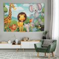 thumbnail image 1 of Orinice  Cartoon Tapestry, Comic Savannah Animals Playful Friendly Savannah Jungle Happy Wildlife Nature, Wide Wall Hanging for Bedroom Living Room Dorm, 60x40 Inch, Green Brown 60x40in, 1 of 7