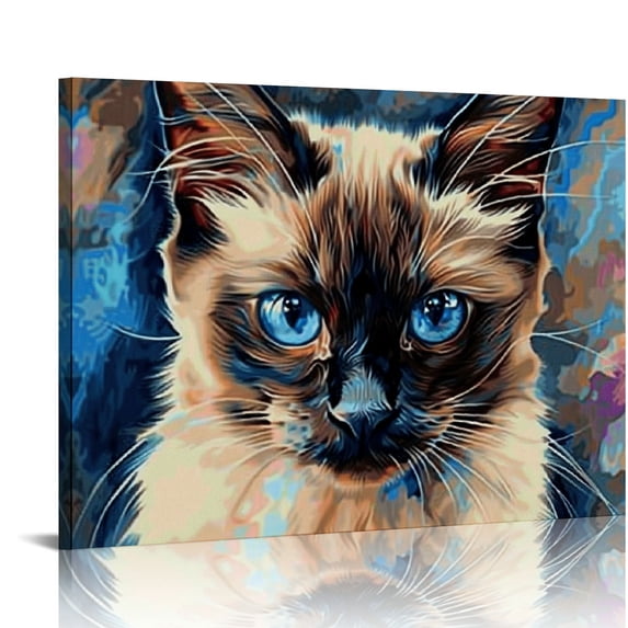 Orinice Cat Canvas Print Himalayan Persian Cat Hanging Wall Art Funny Pet Oil Painting Home Decor Poster Print 20''X16'' 16x12in