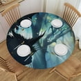 thumbnail image 1 of Orinice Cat Fireflies Round Table Cover Stain Resistant Washable Indoor Outdoor Tablecloth Kitchen Dining Wedding Parties Outdoor Fitted 100% Polyester Fiber 46-50, 1 of 8