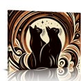 thumbnail image 1 of Orinice Cats Moon Night Fine Art Aesthetic Wall Painting for Classroom Office Farmhouse Decor 20x16in, 1 of 6