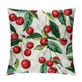 thumbnail image 1 of Orinice Cherries Leaves Graphic Decorative Cushion Throw Pillow Cover for Home Couch Living Room Bed Sofa - Summer Short Plush 1PC 18x18in, 1 of 5