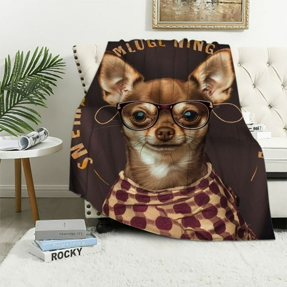 Orinice Chihuahua Blanket for Girls, Boys Flannel Blankets - Soft Fuzzy Plush Throws Gift - Brown Funny Throw Blanket for Couch, Sofa 40x50in