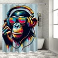 thumbnail image 1 of Orinice Chimpanzee with Headphones and Sunglasses Bathroom Decor Set, Colorful Luxury Graphic Print Stylish Shower Curtain Set with Hooks, Home Bath Decoration, Various Sizes, 1 of 7