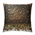 thumbnail image 1 of Orinice  Christmas Throw Pillow Cushion Cover, Rustic Wooden Backdrop with Snowflakes and Warm Traditional Celebration Print, Decorative Rectangle Accent Pillow Case, White, 1 of 5
