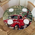 thumbnail image 1 of Orinice Christmas Tree Snow Round Table Cover Stain Resistant Washable Indoor Outdoor Tablecloth Kitchen Dining Wedding Parties 100% Polyester Fiber 31-35, 1 of 8