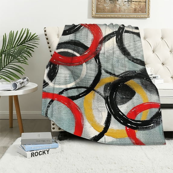 Orinice Circles Abstract Art Warm Lightweight Blanket Soft Fleece Blankets for All Seasons - Ideal Decor for Living Rooms, Sofas, and Offices - Cow Gifts Blanket Exquisite Gifts 40x50in