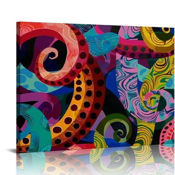 Orinice Circles Colorful Pop Art Fine Art Aesthetic Poster & Print Wall Painting for Home Office Decor 20x16in