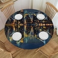 thumbnail image 1 of Orinice City Skyline at Night Round Table Cover Stain Resistant Washable Indoor Outdoor Tablecloth Kitchen Dining Wedding Parties Full Width Single-Sided Printing 100% Polyester Fiber 38-42, 1 of 8