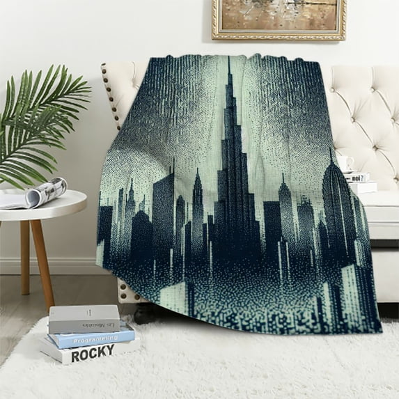 Orinice City Skyline Warm Lightweight Blanket Soft Fleece Throw Blanket for All Seasons - Cow Gifts Blanket, Super Soft Blanket for Bed, Couch, Sofa, Office Decor - Multiple Sizes Available 40x50in