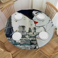 thumbnail image 1 of Orinice Cityscape Round Table Cover Stain Resistant Washable Indoor Outdoor Tablecloth Kitchen Dining Wedding Parties Waterproof 100% Polyester Fiber 42-46, 1 of 8