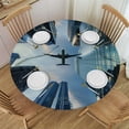 thumbnail image 1 of Orinice Cityscape Round Table Cover Stain Resistant Washable Indoor Outdoor Tablecloth Kitchen Dining Wedding Parties Waterproof 100% Polyester Fiber 54-58, 1 of 8