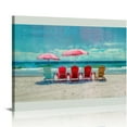 thumbnail image 1 of Orinice  Coastal Beach Pictures Ocean Prints: Sea Scenes Wall Art Seascape Photo Artwork Seaside Chair Palm Trees Landscape Poster Decor for Living Room Bedroom   20x16in, 1 of 6