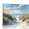 thumbnail image 1 of Orinice  Coastal Wall Art Beach Fence Pathway Picture Print on Canvas Seascape Artwork Vintage Rustic Ocean Bathroom Decor   16x12in, 1 of 6