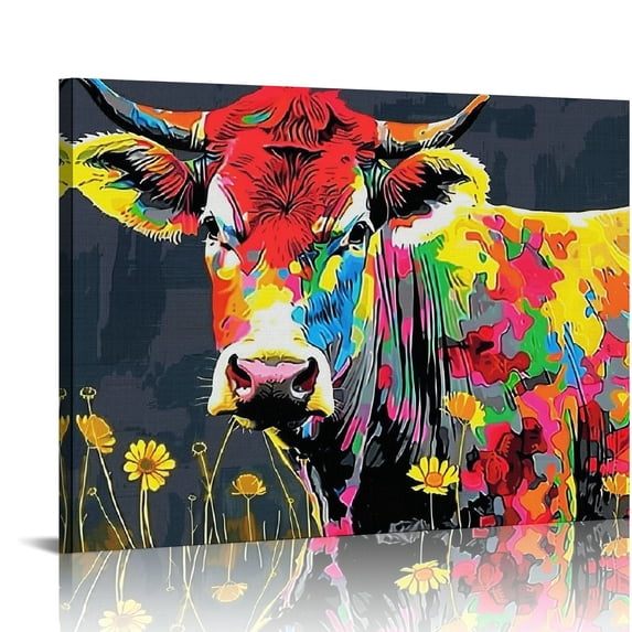 Orinice Collection Cow in Dark Gray Poster Print by TBS 16x12in